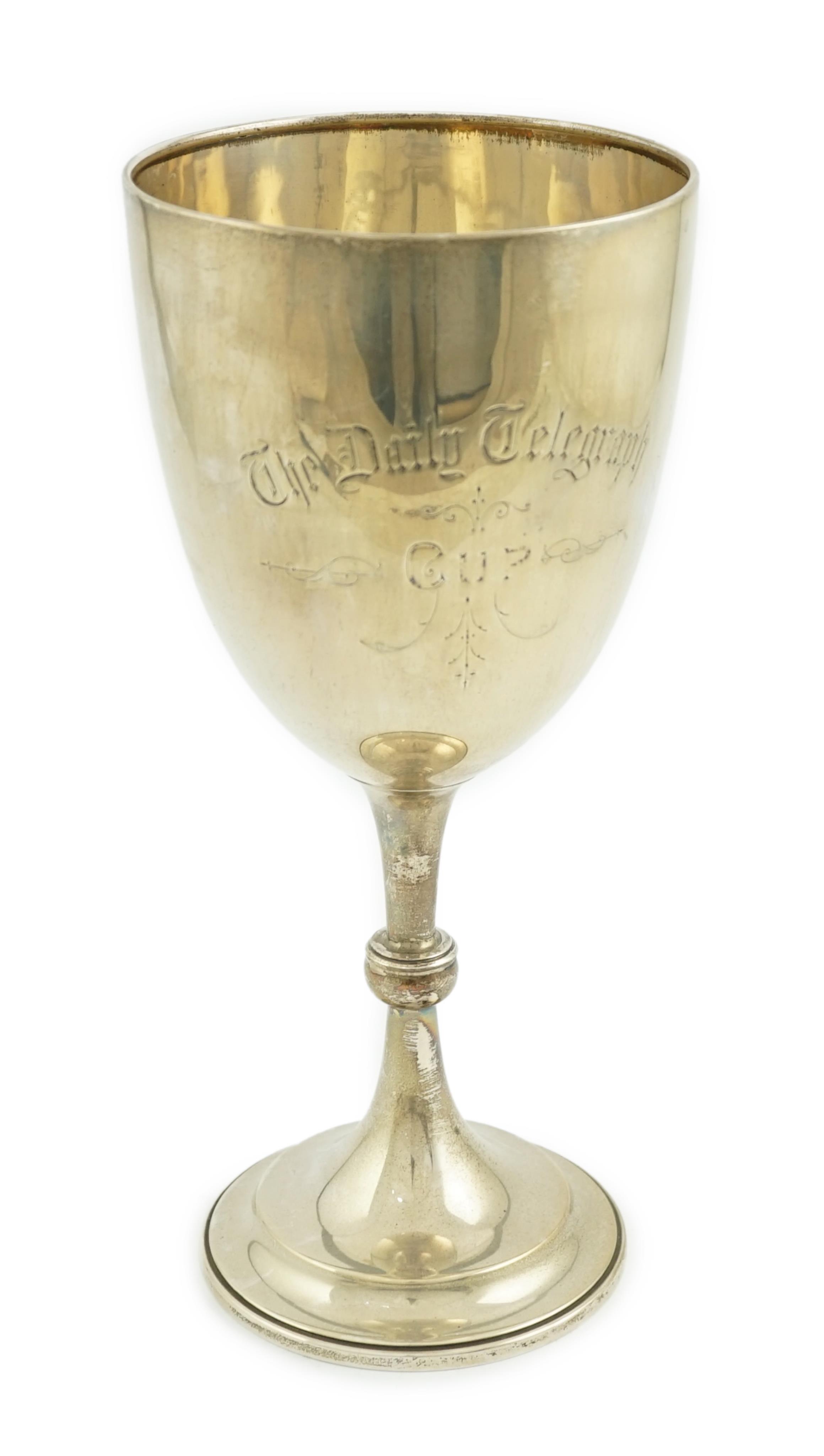 A large Edwardian silver presentation trophy cup, inscribed ' The Daily Telegraph Cup', maker CW